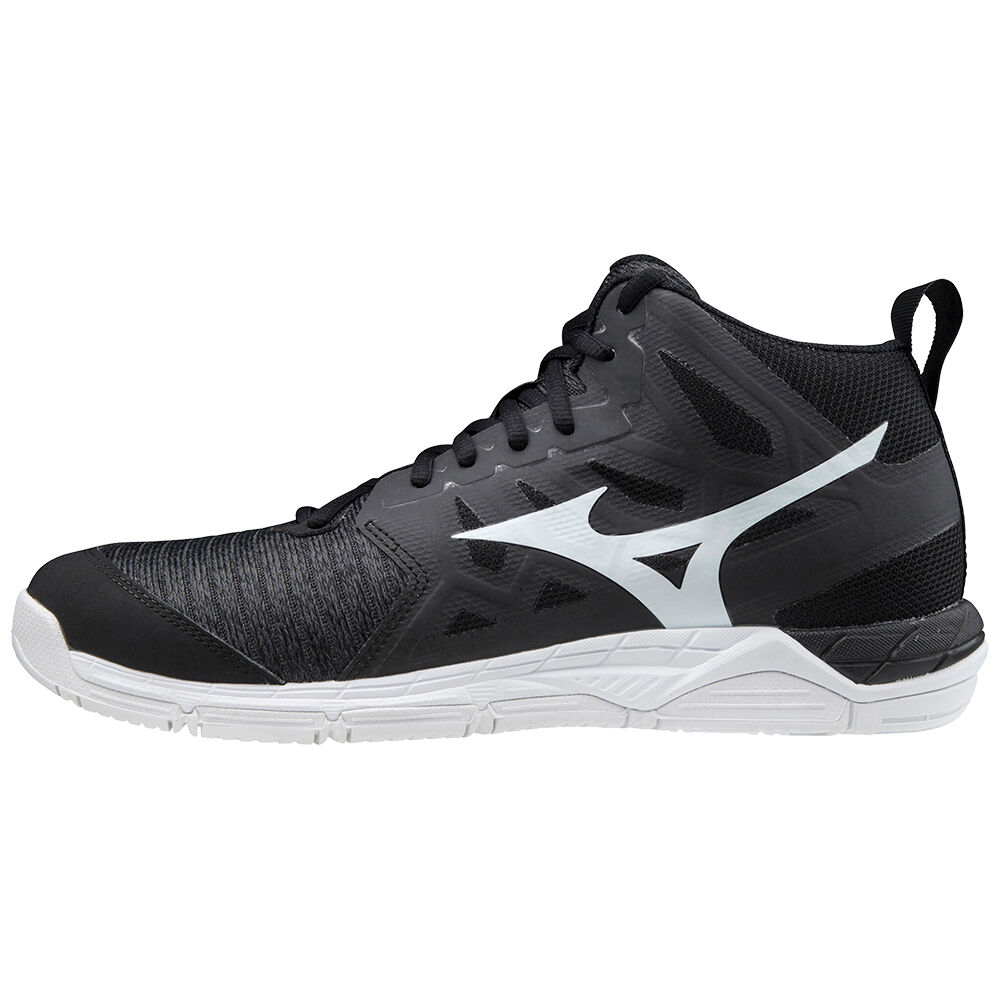 Mizuno Wave Supersonic 2 Mid Cut Férfi Röplabda Cipő Fekete/Fehér/Szürke NHU458369